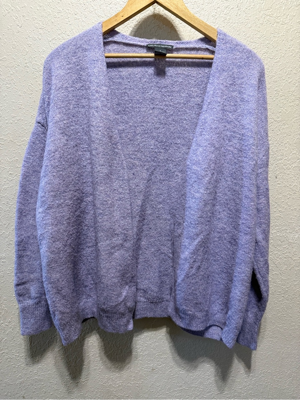 Chelsea & Theodore Lavender Open-Front Cardigan